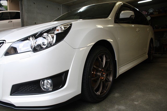 レガシーにガラスコーティング(プレミアム)＆ガラス超撥水＆ホイールコーテイング