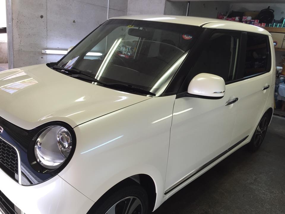 ekワゴンにガラスコーティング（スタンダード）&ガラス超撥水&ホイールコーティング